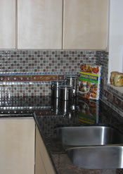 Seattle Glass Tile Backsplash & Granite Slab Countertop Installation